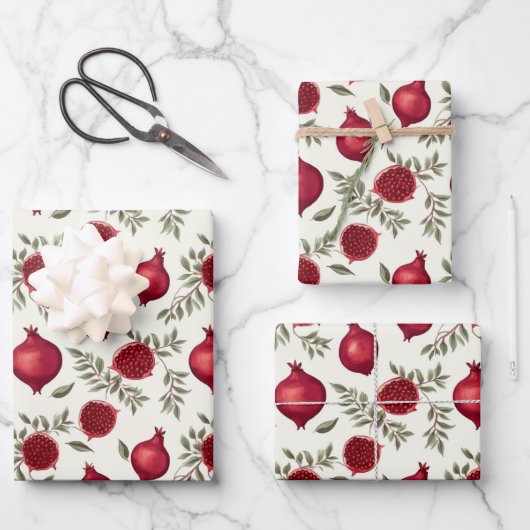 Muster mit Granatapfel Geschenkpapier Set (Vorderseite)