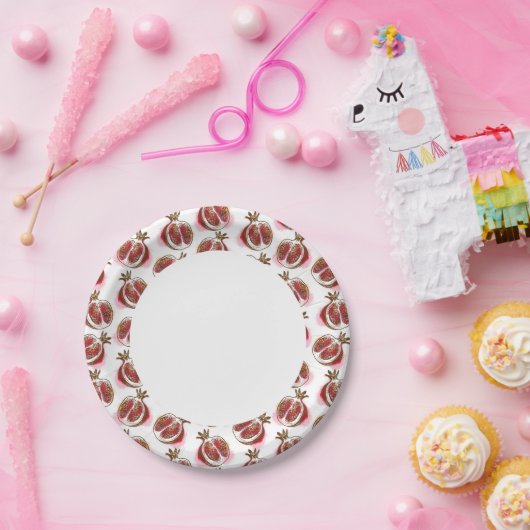 Muster mit Granatapfel Pappteller (Party)