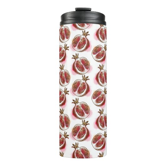 Muster mit Granatapfel Thermosbecher (Vorderseite)