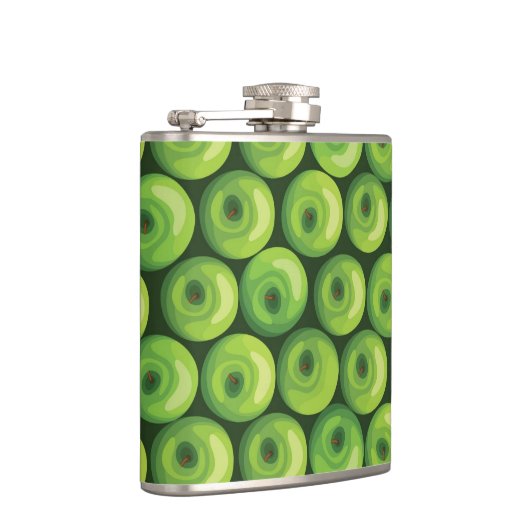 Muster mit grünen Äpfeln Flachmann (Rechts)