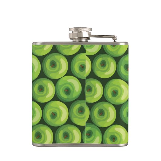 Muster mit grünen Äpfeln Flachmann (Rückseite)