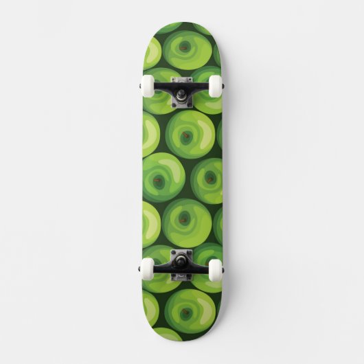Muster mit grünen Äpfeln Skateboard (Vorderseite)