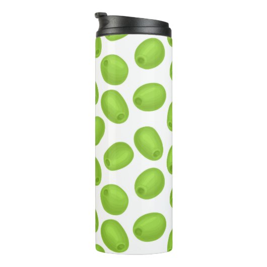 Muster mit grünen Oliven Thermosbecher (Nach rechts gedreht)