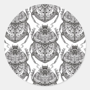 Muster mit Handdoodle Runder Aufkleber