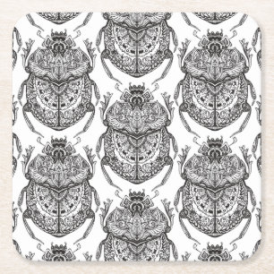 Muster mit Handgekritzel Rechteckiger Pappuntersetzer