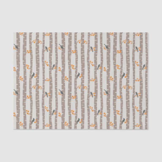 Muster mit Herbstbäumen und Vögeln Seidenpapier (Vorderseite)
