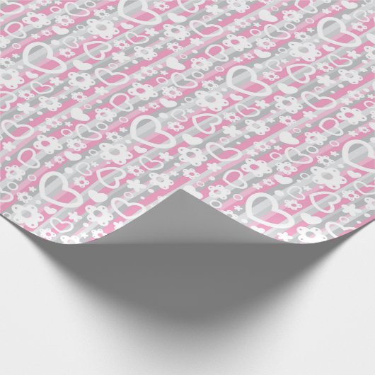 Muster mit Herz und Blume Geschenkpapier (Ecke)