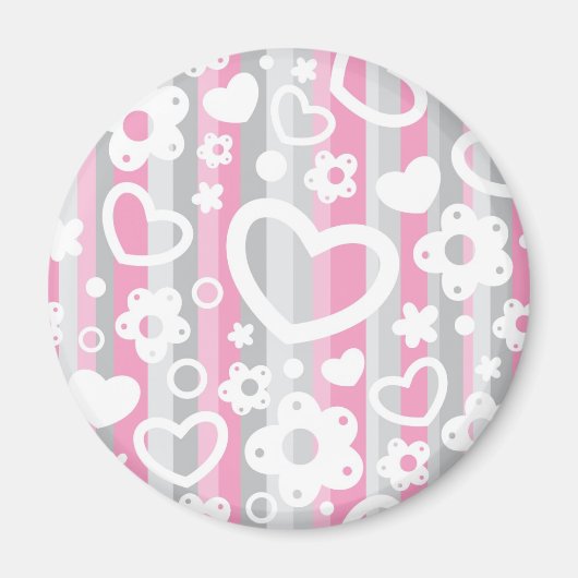 Muster mit Herz und Blume Magnet (Vorne)