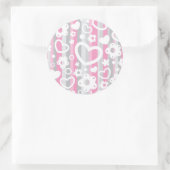 Muster mit Herz und Blume Runder Aufkleber (Tasche)