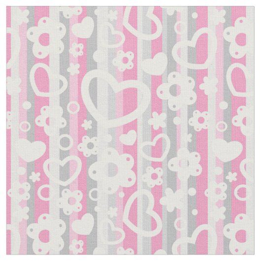 Muster mit Herz und Blume Stoff (Nahaufnahme)