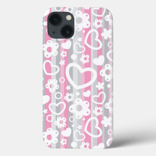 Muster mit Herzen und Blumen Case-Mate iPhone Hülle (Rückseite)