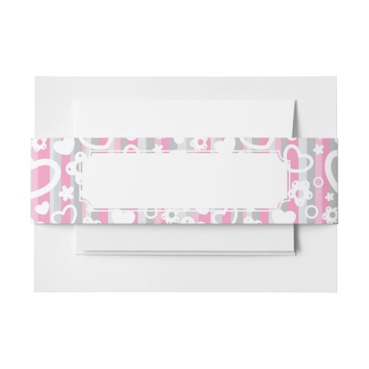 Muster mit Herzen und Blumen Einladungsbanderole (Vorderseite Beispiel)