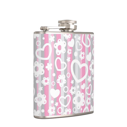 Muster mit Herzen und Blumen Flachmann (Rechts)