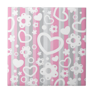 Muster mit Herzen und Blumen Fliese