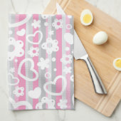 Muster mit Herzen und Blumen Geschirrtuch (Viertel Falte)