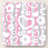 Muster mit Herzen und Blumen Getränkeuntersetzer (Vorderseite)