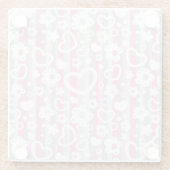 Muster mit Herzen und Blumen Glasuntersetzer (Rückseite)