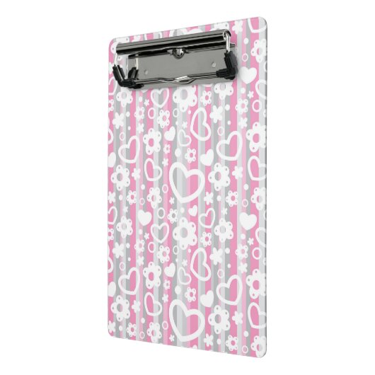 Muster mit Herzen und Blumen Mini Klemmbrett (Gewinkelt2)