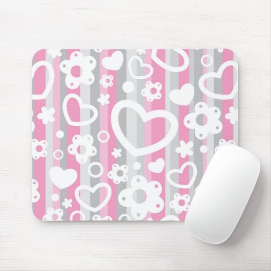 Muster mit Herzen und Blumen Mousepad (Mit Mouse)