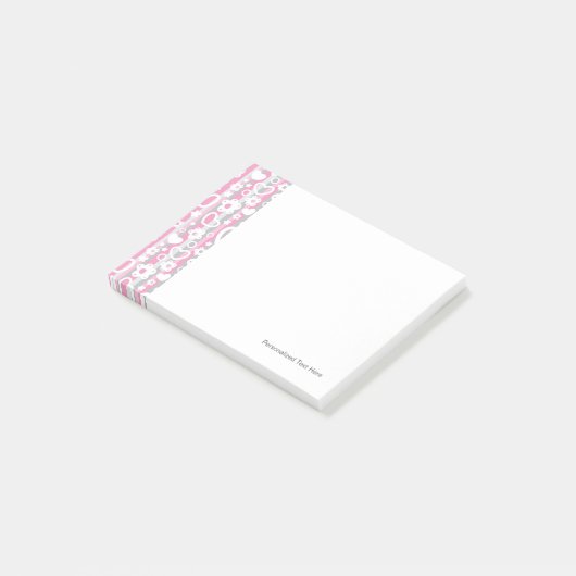 Muster mit Herzen und Blumen Post-it Klebezettel (angewinkelt)