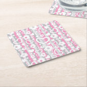 Muster mit Herzen und Blumen Rechteckiger Pappuntersetzer (angewinkelt)