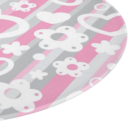 Muster mit Herzen und Blumen Schneidebrett (Ecke)