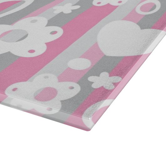 Muster mit Herzen und Blumen Schneidebrett (Ecke)