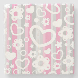 Muster mit Herzen und Blumen Steinuntersetzer