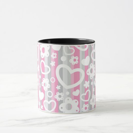 Muster mit Herzen und Blumen Tasse (Zentrum)