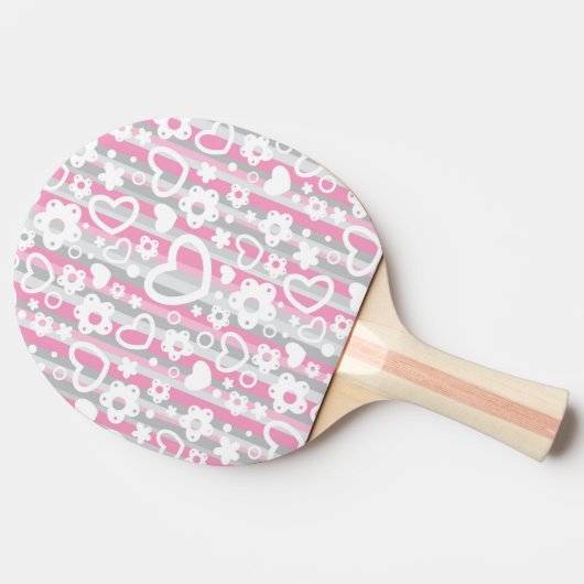 Muster mit Herzen und Blumen Tischtennis Schläger (Seitenansicht)