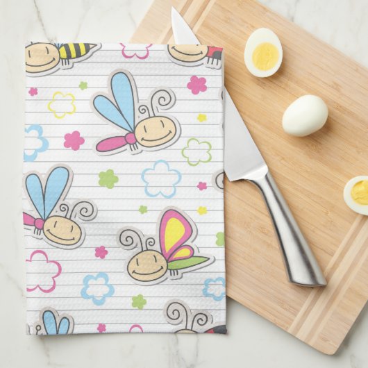 Muster mit Insekten Geschirrtuch (Viertel Falte)