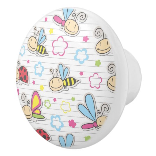 Muster mit Insekten Keramikknauf (Rechts)