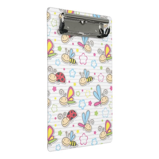 Muster mit Insekten Mini Klemmbrett (Schrägansicht)