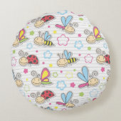 Muster mit Insekten Rundes Kissen (Rückseite)