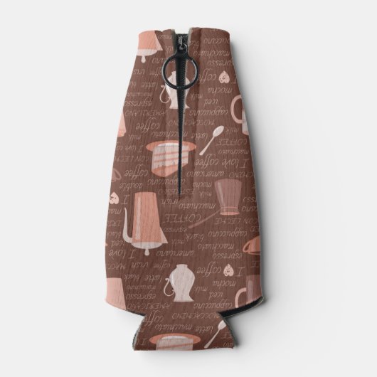 Muster mit Kaffee-bezogenen Elementen Flaschenkühler (Rückseite)