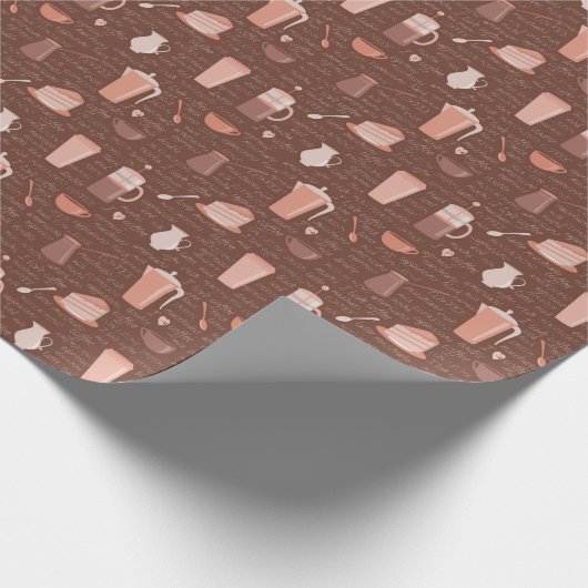 Muster mit Kaffee-bezogenen Elementen Geschenkpapier (Ecke)