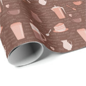 Muster mit Kaffee-bezogenen Elementen Geschenkpapier (Rolleneckpunkt)