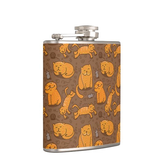 Muster mit Katzen Flachmann (Rechts)