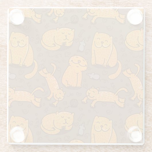 Muster mit Katzen Glasuntersetzer (Rückseite)
