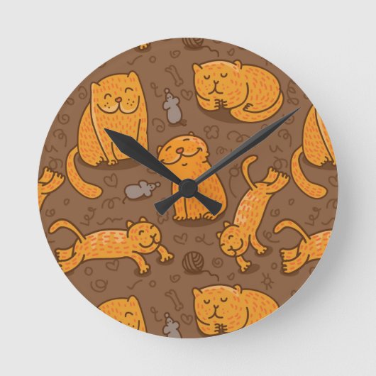 Muster mit Katzen Runde Wanduhr (Vorderseite)