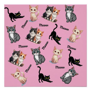 Muster mit Katzenmiauen Poster
