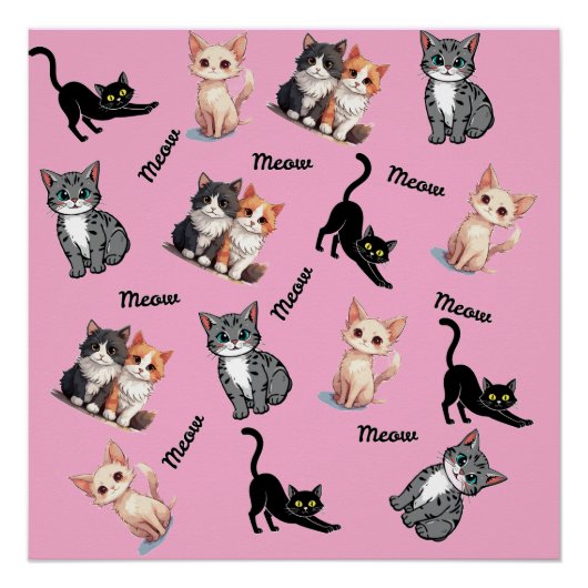 Muster mit Katzenmiauen Poster (Vorderseite)