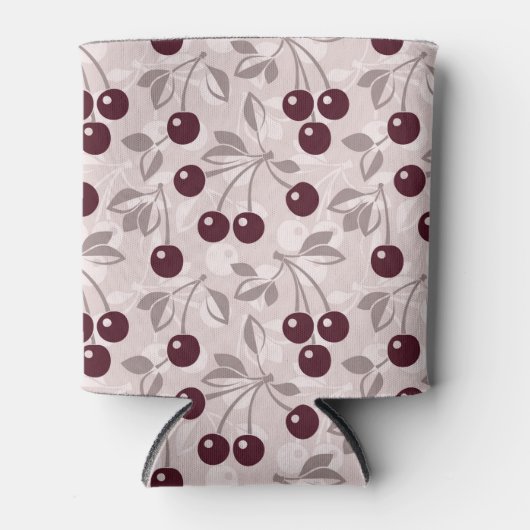 Muster mit Kirschen 2 Dosenkühler (Vorderseite)