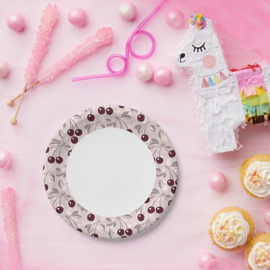 Muster mit Kirschen 2 Pappteller (Party)