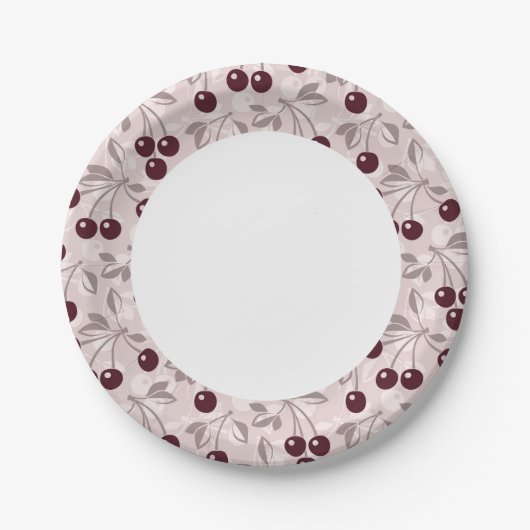Muster mit Kirschen 2 Pappteller (Vorderseite)