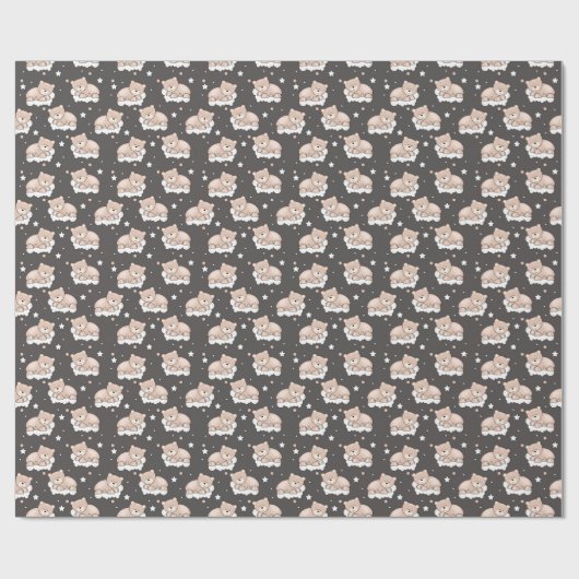 Muster mit kleinem Bär schlafend Geschenkpapier (Flach)