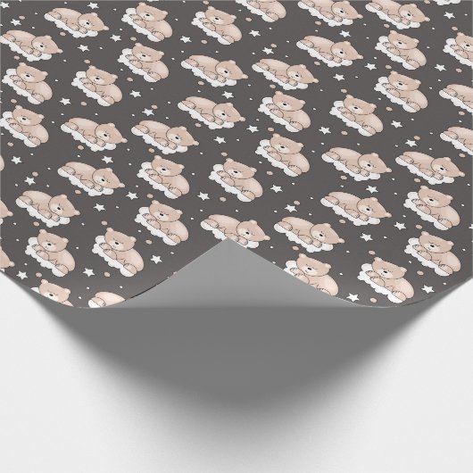 Muster mit kleinem Bär schlafend Geschenkpapier (Ecke)