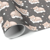 Muster mit kleinem Bär schlafend Geschenkpapier (Rolleneckpunkt)