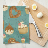 Muster mit kleinen Kuchen und Süßigkeiten Geschirrtuch (Viertel Falte)