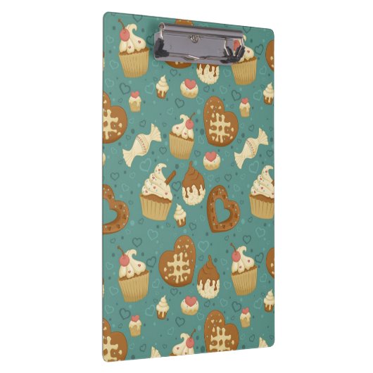 Muster mit kleinen Kuchen und Süßigkeiten Klemmbrett (Rechts)